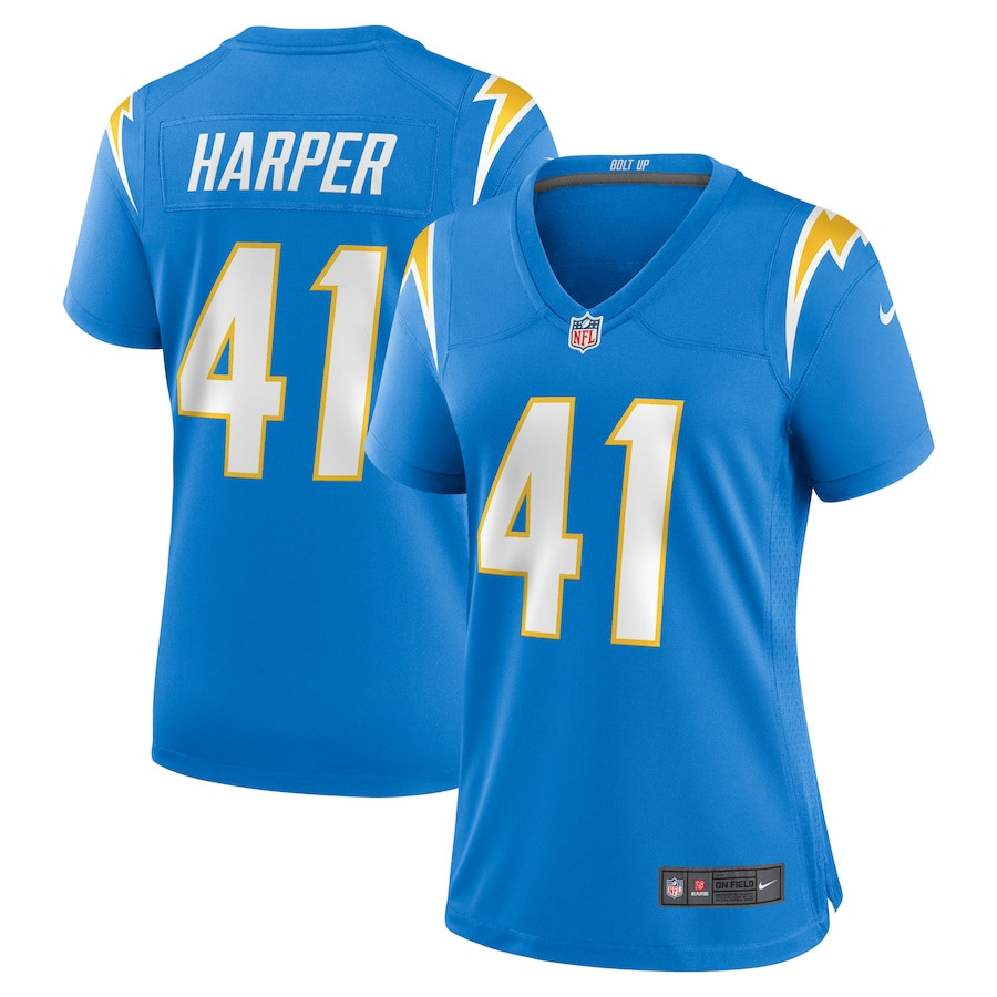 Thomas Harper 41 Los Angeles Chargers Women's Game Jersey - Powder Blue JS4931 Saliibo