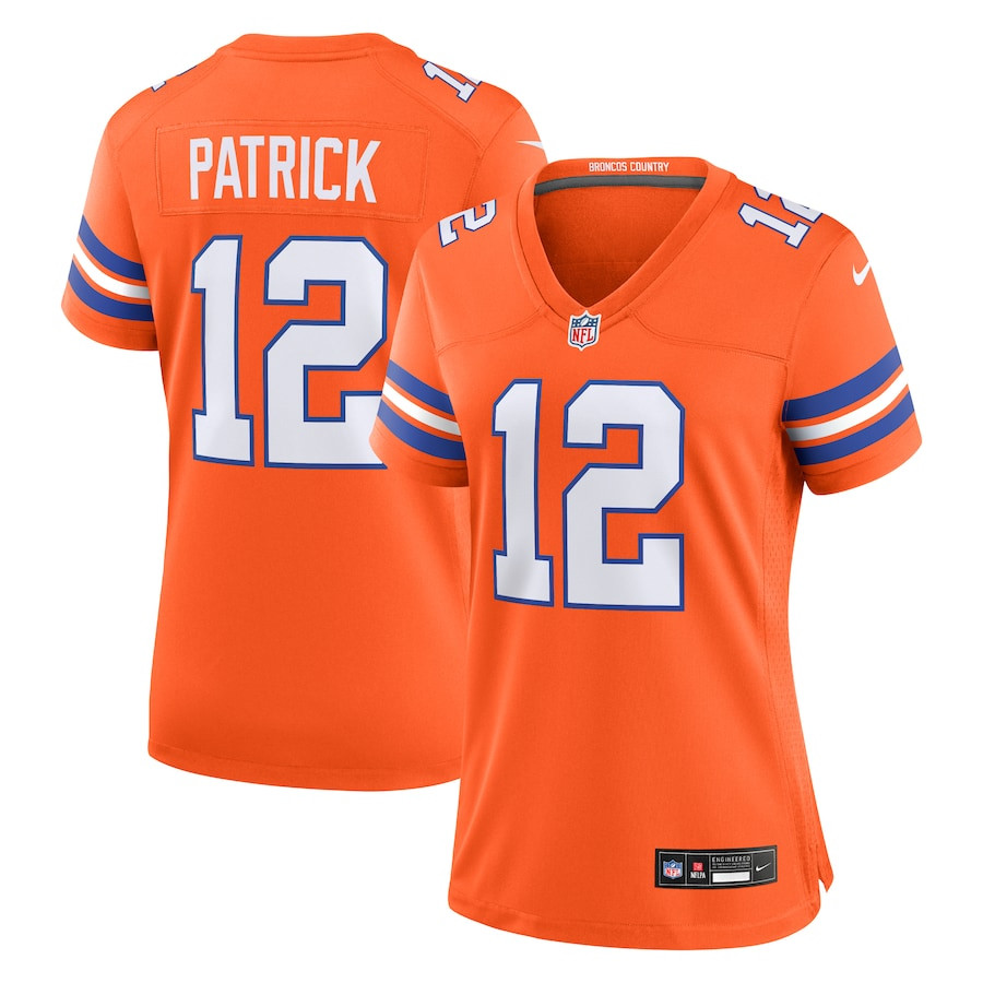 Tim Patrick 12 Denver Broncos Women's Mile High Collection 1977 Throwback Player Game Jersey - Orange JS3996 Saliibo