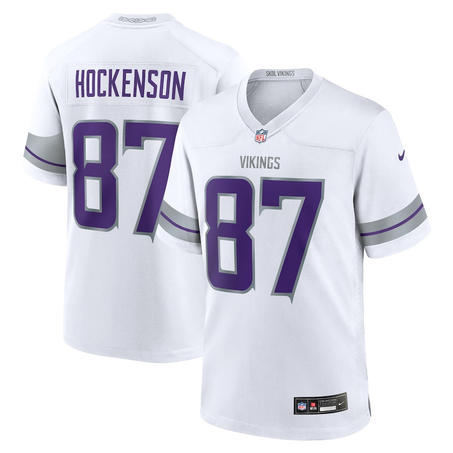 T.J. Hockenson 87 Minnesota Vikings Alternate Game Player Men Jersey - White JS1138 Saliibo