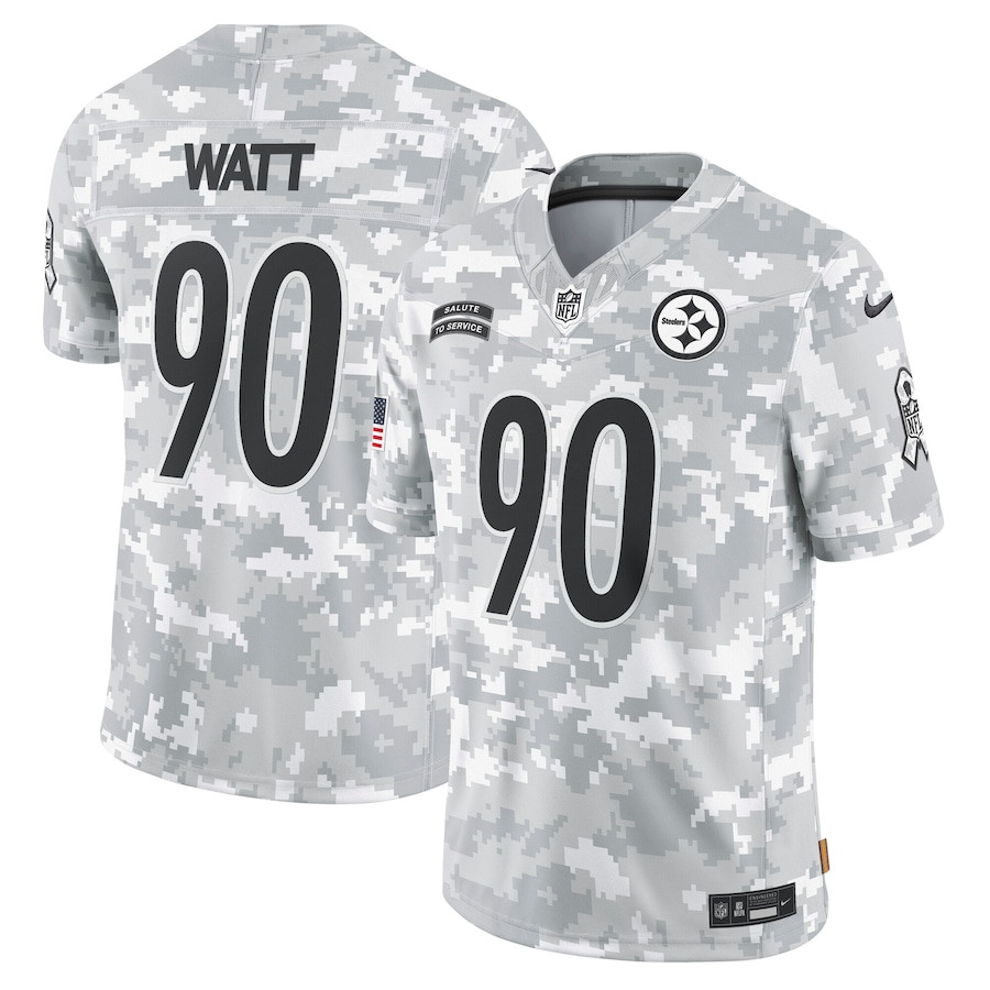 T.J. Watt 90 Pittsburgh Steelers 2024 Salute to Service Limited Men Jersey - Arctic Camo JS5989 Saliibo