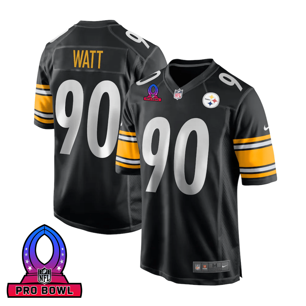 T.J. Watt 90 Pittsburgh Steelers 2025 Pro Bowl Patch Game Men Jersey - Black JS5689 Saliibo