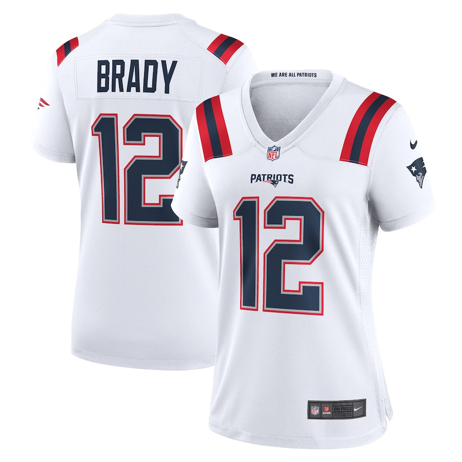Tom Brady 12 New England Patriots Women Retired Game Jersey - White JS9543 Saliibo