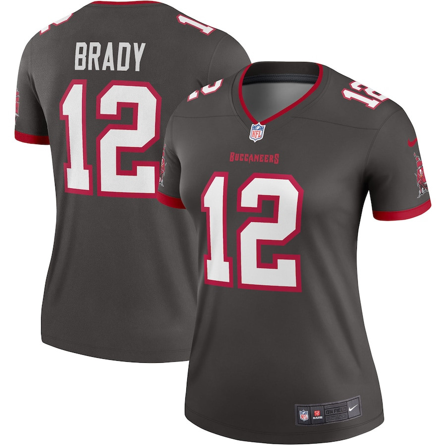 Tom Brady 12 Tampa Bay Buccaneers Women Alternate Legend Jersey - Pewter JS1898 Saliibo