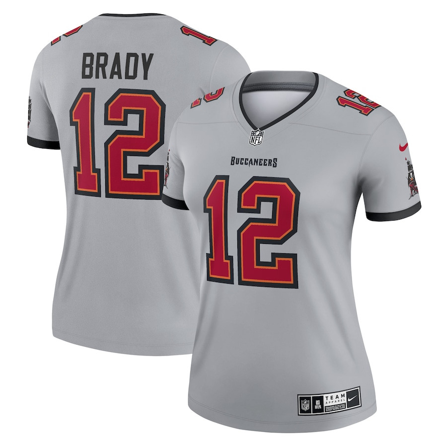 Tom Brady 12 Tampa Bay Buccaneers Women Inverted Legend Jersey - Gray JS7934 Saliibo