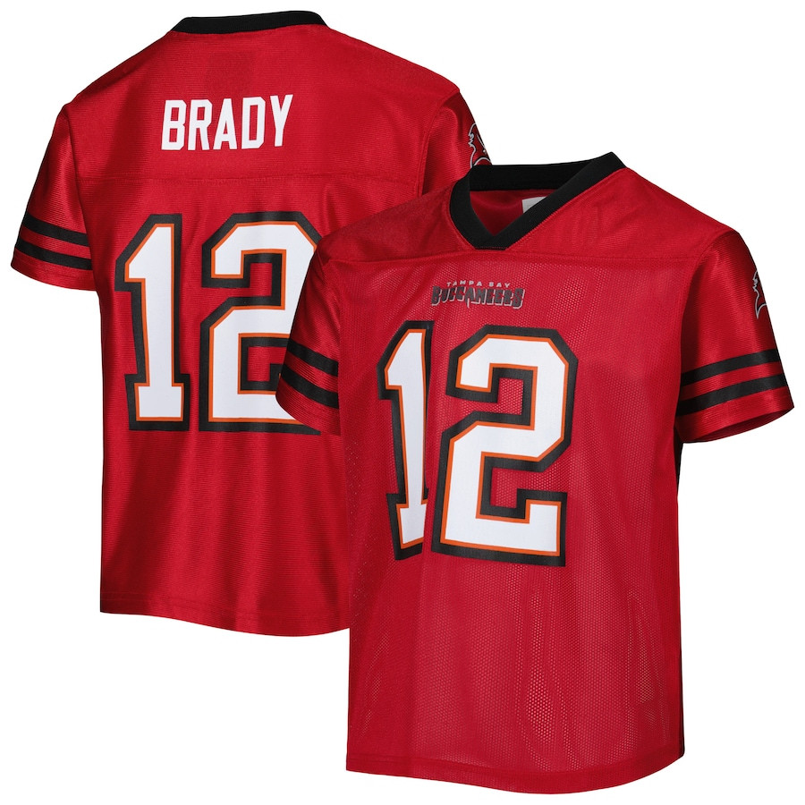 Tom Brady 12 Tampa Bay Buccaneers YOUTH Game Jersey - Red JS2802 Saliibo