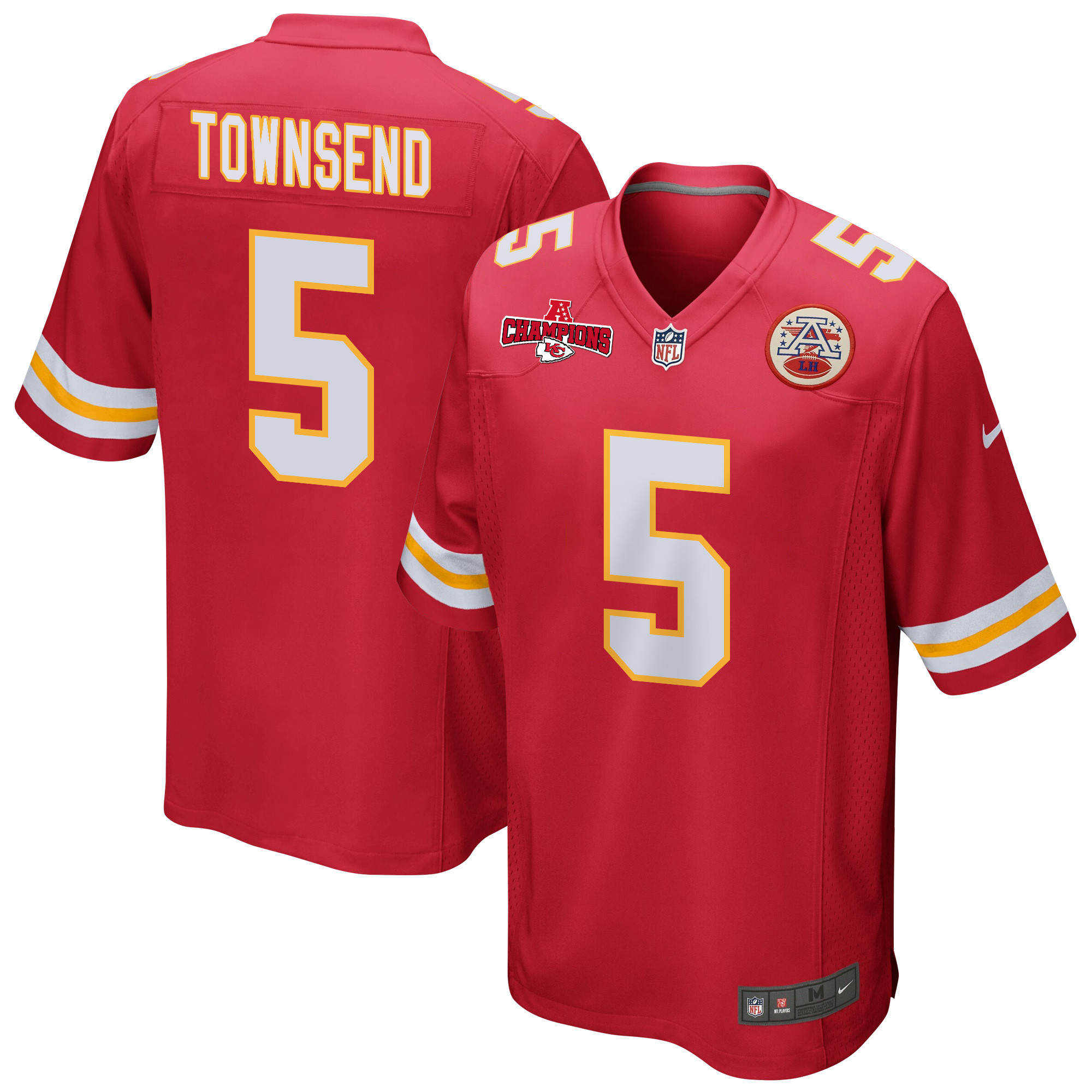 Tommy Townsend 5 Kansas City Chiefs AFC Champions Patch Game Men Jersey - Red JS8344 Saliibo
