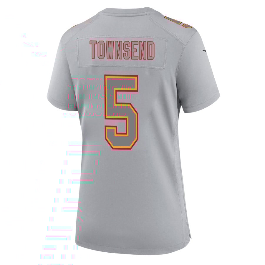 Tommy Townsend 5 Kansas City Chiefs Super Bowl LVIII Champions 4 Stars Patch Atmosphere Fashion Game Women Jersey - Gray JS6236 Saliibo - Image 3