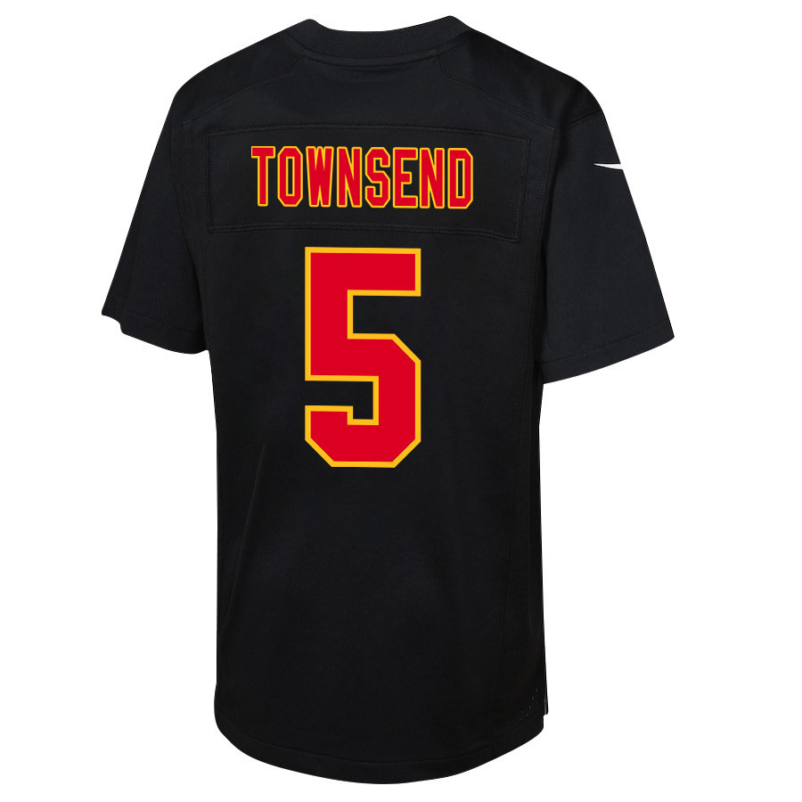 Tommy Townsend 5 Kansas City Chiefs Super Bowl LVIII Champions 4 Stars Patch Fashion Game YOUTH Jersey - Carbon Black JS8995 Saliibo - Image 3