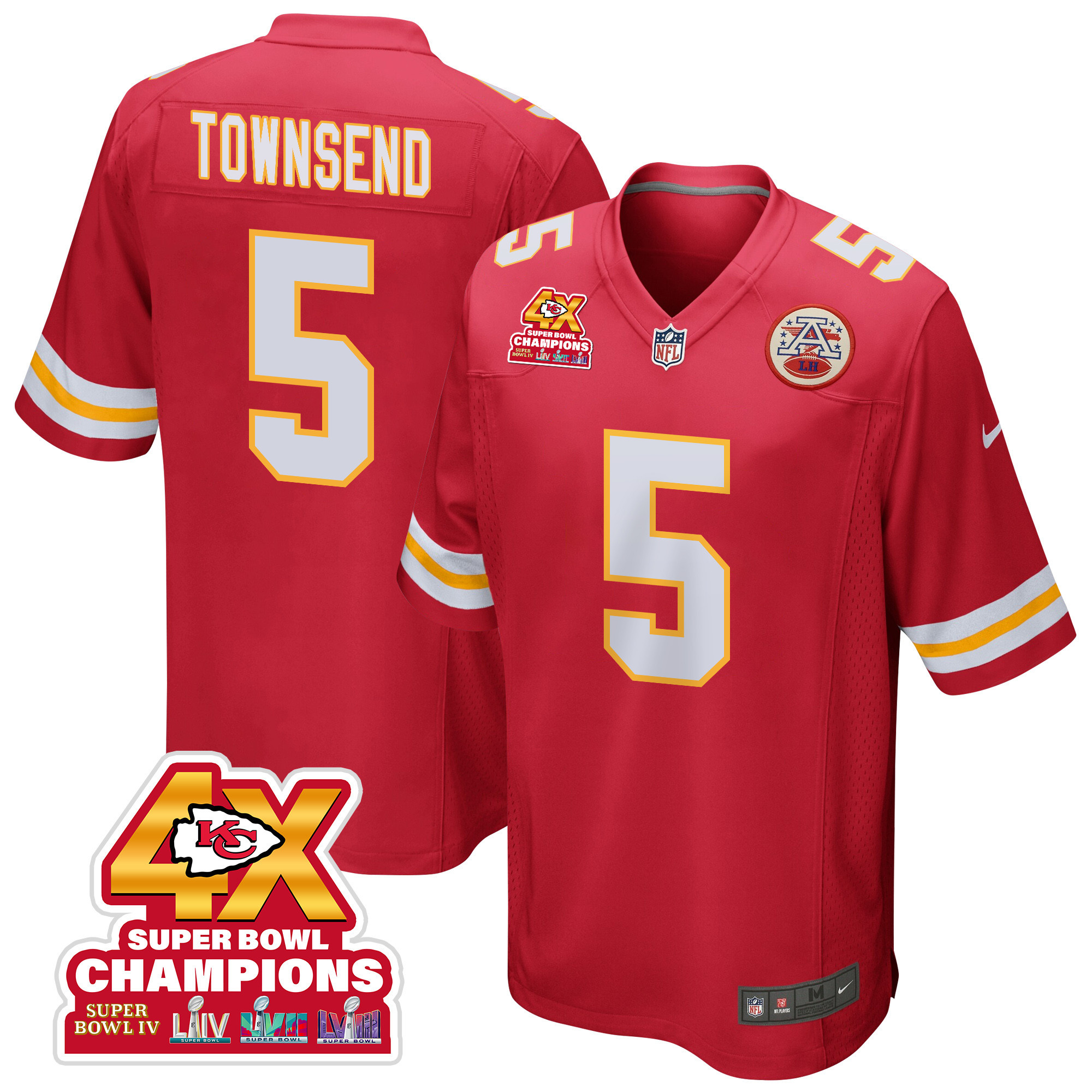 Tommy Townsend 5 Kansas City Chiefs Super Bowl LVIII Champions 4X Game Men Jersey - Red JS6575 Saliibo