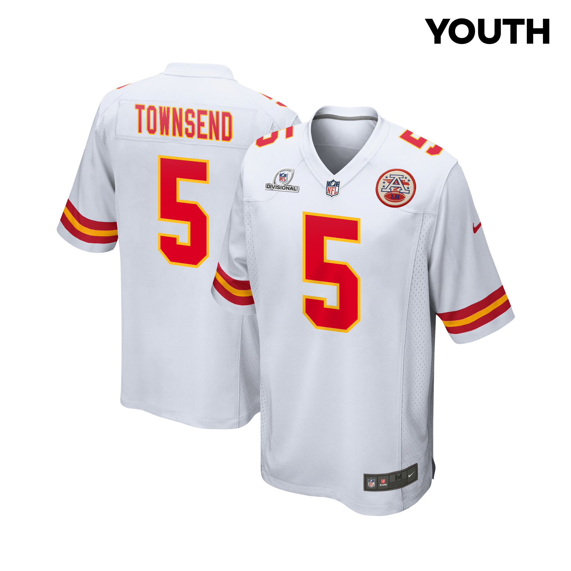 Tommy Townsend 5 Kansas City Chiefs Super Bowl LVIII Patch Game YOUTH Jersey - White JS5402 Saliibo