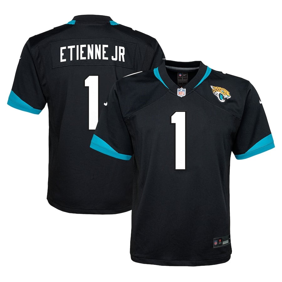 Travis Etienne 1 Jacksonville Jaguars YOUTH Alternate Player Game Jersey - Black JS1508 Saliibo