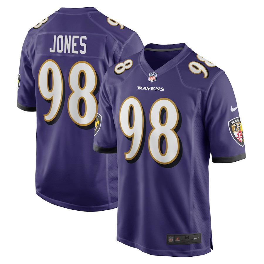 Travis Jones 98 Baltimore Ravens Team Game Men Jersey - Purple JS7428 Saliibo