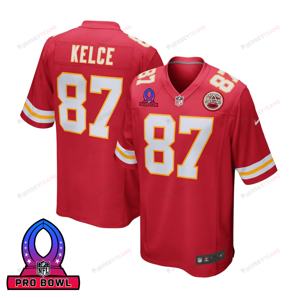 Travis Kelce 87 Kansas City Chiefs 2025 Pro Bowl Patch Game Men Jersey - Red JS5710 Saliibo