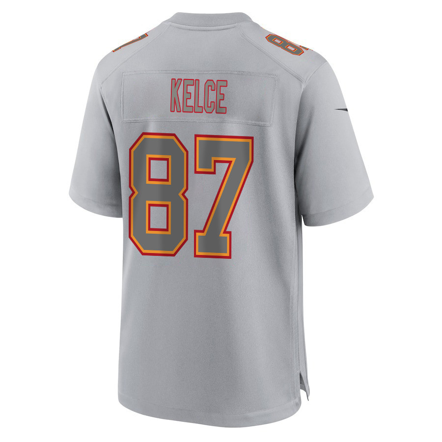 Travis Kelce 87 Kansas City Chiefs Super Bowl LVIII Champions 4 Stars Patch Atmosphere Fashion Game Men Jersey - Gray JS2299 Saliibo - Image 3