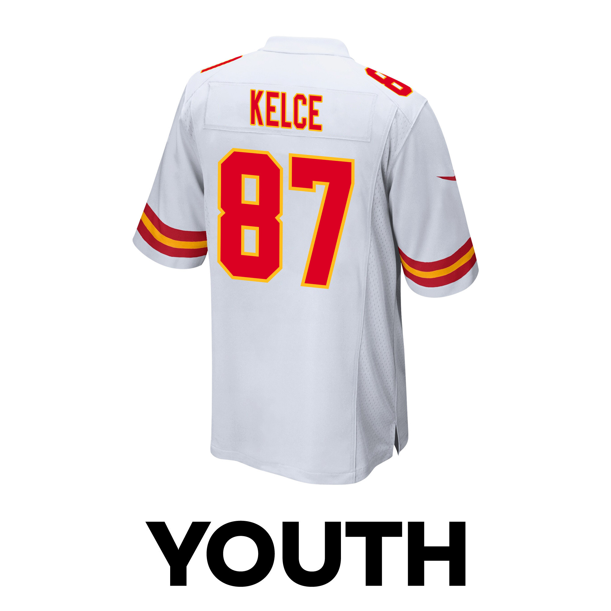 Travis Kelce 87 Kansas City Chiefs Super Bowl LVIII Champions 4X Game YOUTH Jersey - White JS5062 Saliibo - Image 3