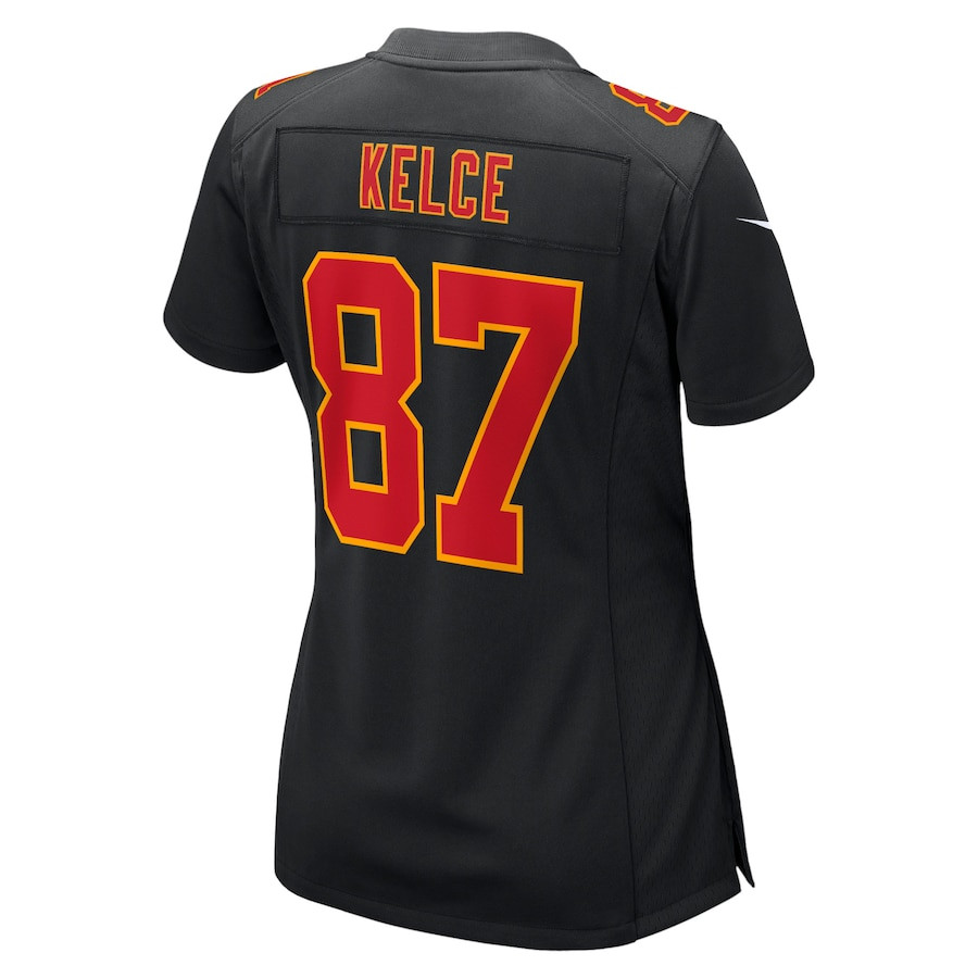 Travis Kelce 87 Kansas City Chiefs Super Bowl LVIII Fashion Game Women Jersey - Carbon Black JS7359 Saliibo - Image 3