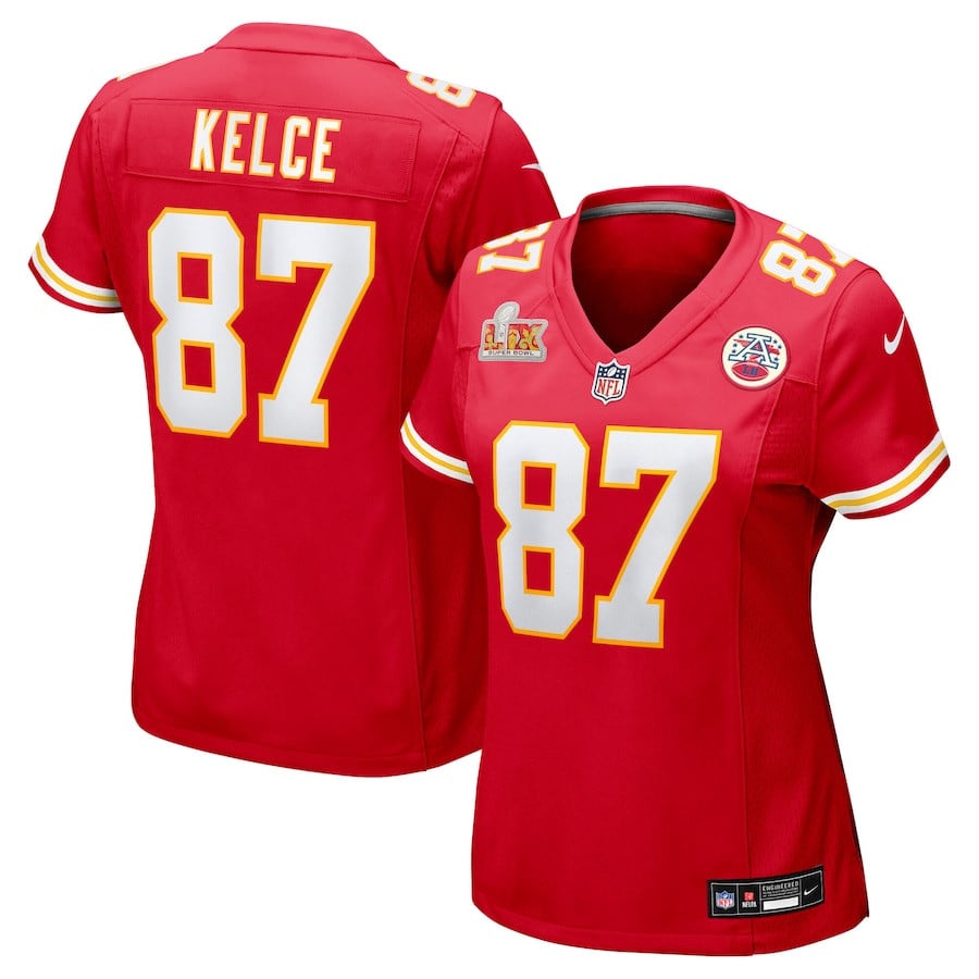 Travis Kelce 87 Kansas City Chiefs Women's Super Bowl LIX Game Jersey - Red JS9736 Saliibo