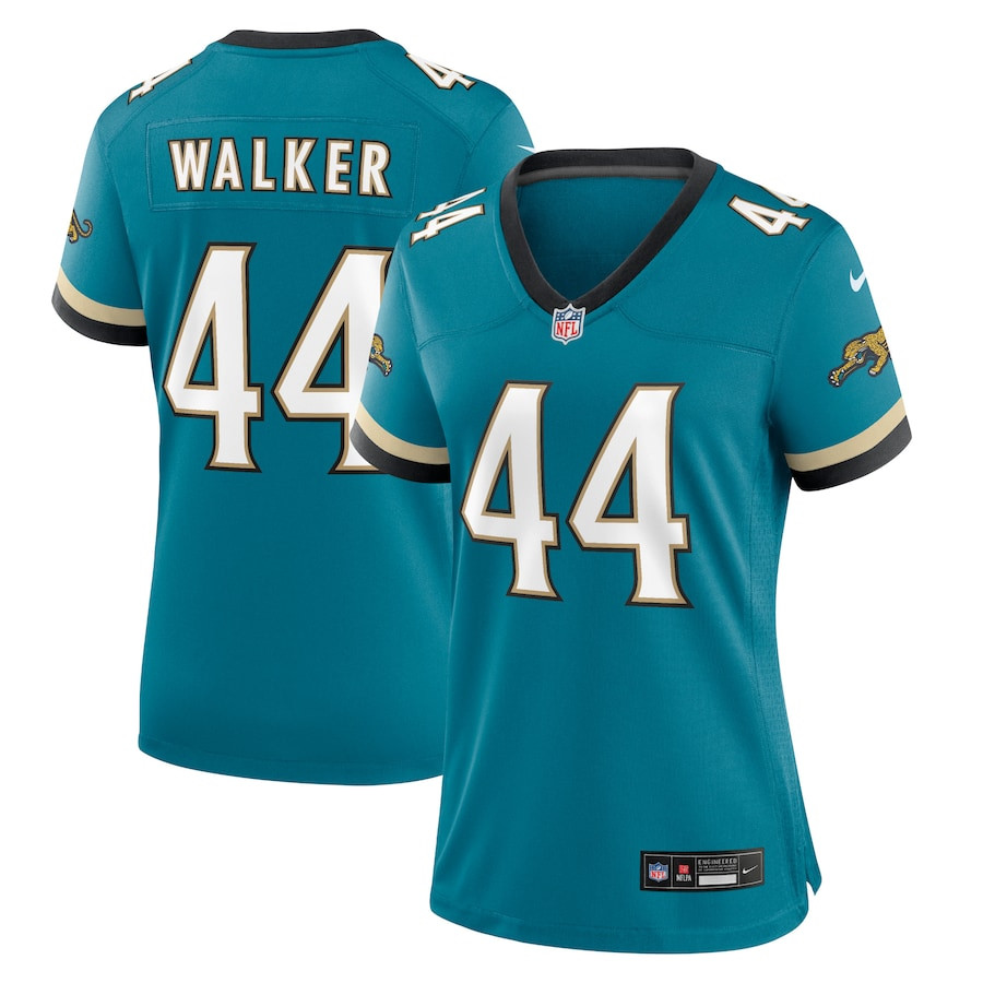 Travon Walker 44 Jacksonville Jaguars Women's Prowler Throwback Game Jersey - Teal JS1791 Saliibo