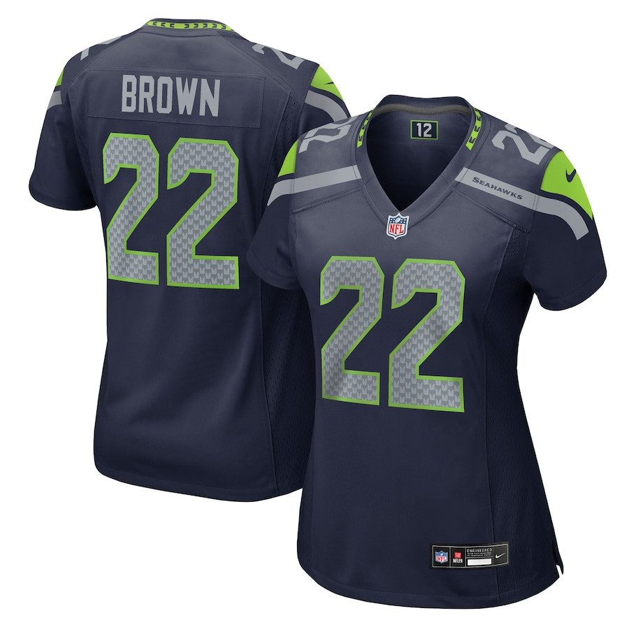 Tre Brown 22 Seattle Seahawks Women's Team Game Jersey - College Navy JS7703 Saliibo
