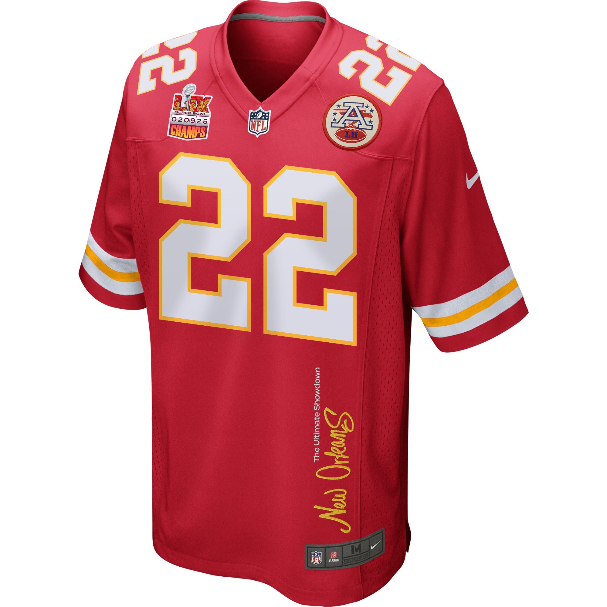 Trent McDuffie 22 Kansas City Chiefs Super Bowl LIX Champions Patch 'New Orleans - The Ultimate Showdown' EMBROIDERED Game Men Jersey - Red JS4717 Saliibo - Image 3