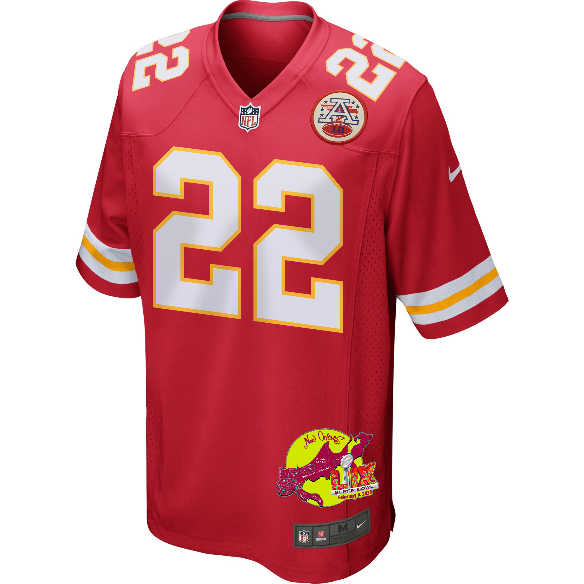Trent McDuffie 22 Kansas City Chiefs Super Bowl LIX New Orleans Patch Game Men Jersey - Red JS1545 Saliibo - Image 3