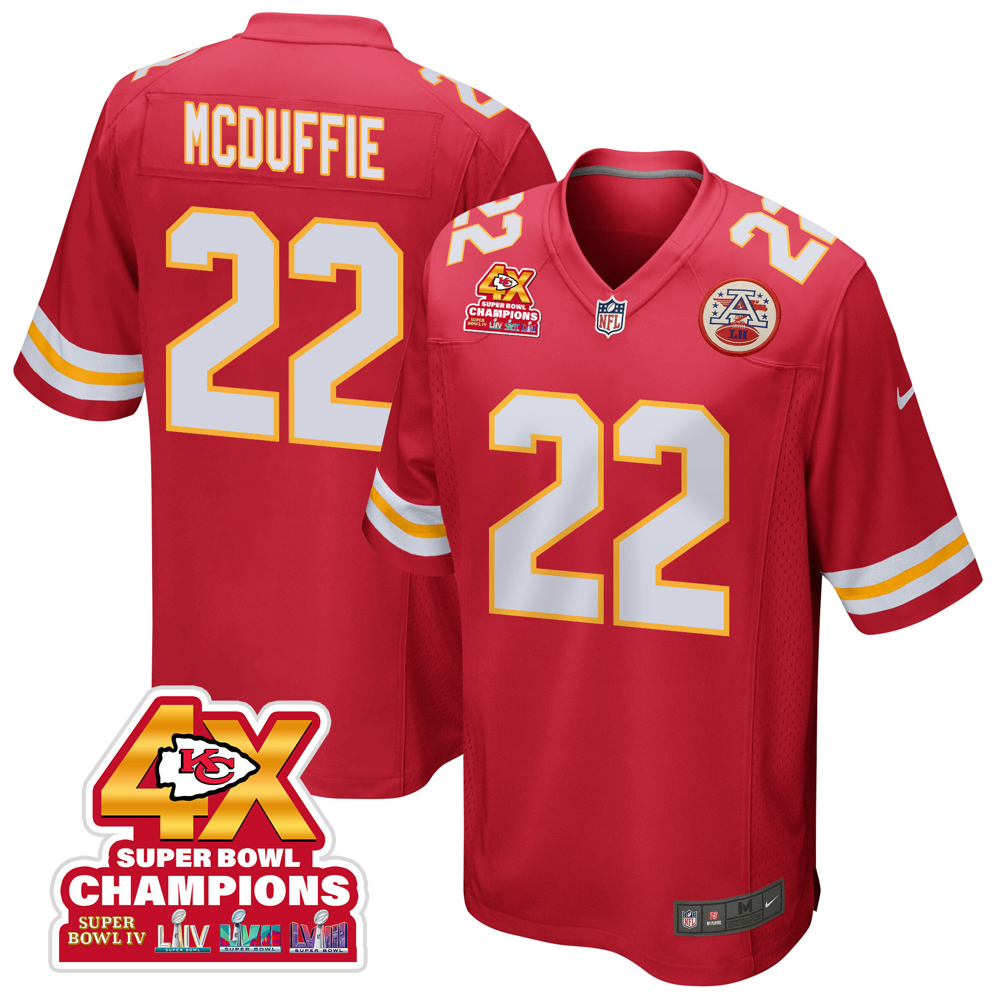 Trent McDuffie 22 Kansas City Chiefs Super Bowl LVIII Champions 4X Game Men Jersey - Red JS2180 Saliibo