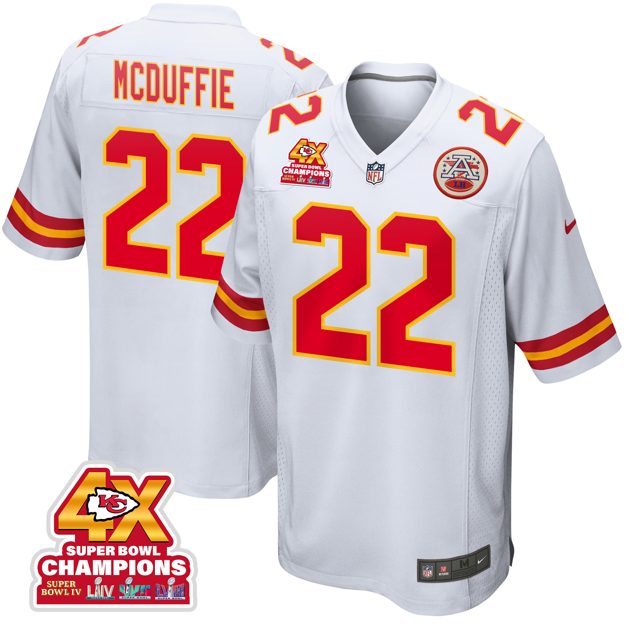 Trent McDuffie 22 Kansas City Chiefs Super Bowl LVIII Champions 4X Game Men Jersey - White JS1260 Saliibo