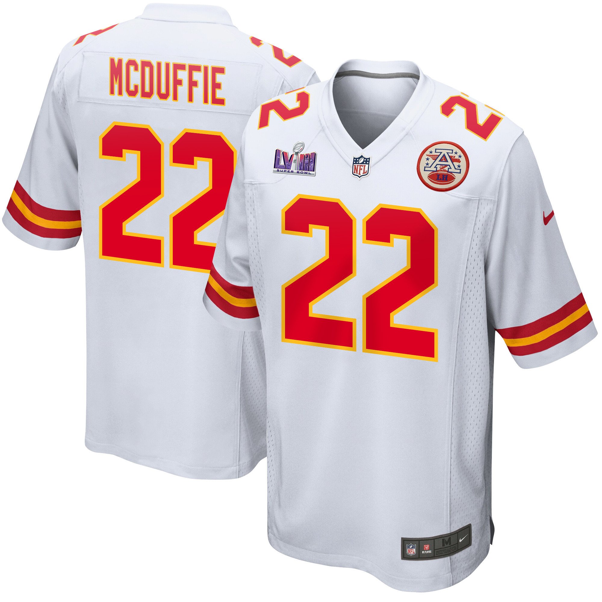 Trent McDuffie 22 Kansas City Chiefs Super Bowl LVIII Patch Game Men Jersey - White JS1936 Saliibo