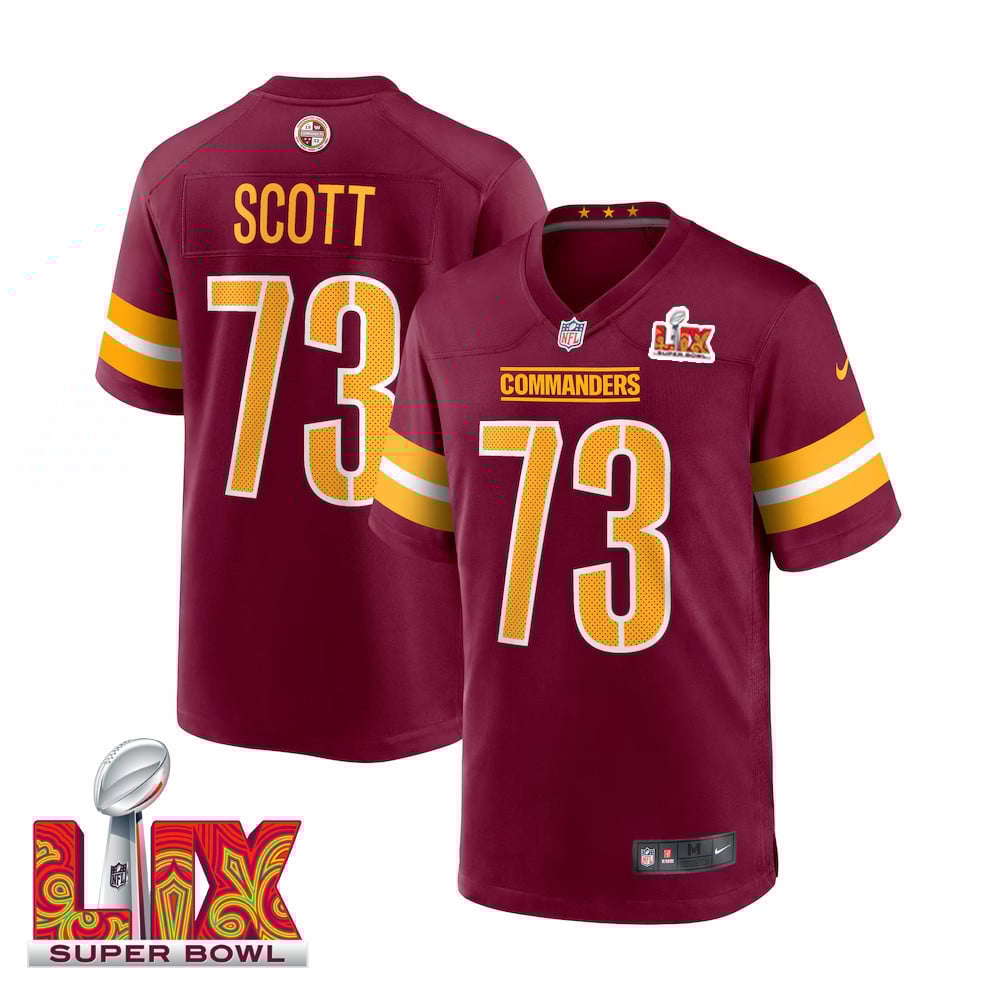Trent Scott #73 Washington Commanders Super Bowl LIX Jersey - Men's - Burgundy JS7811 Saliibo