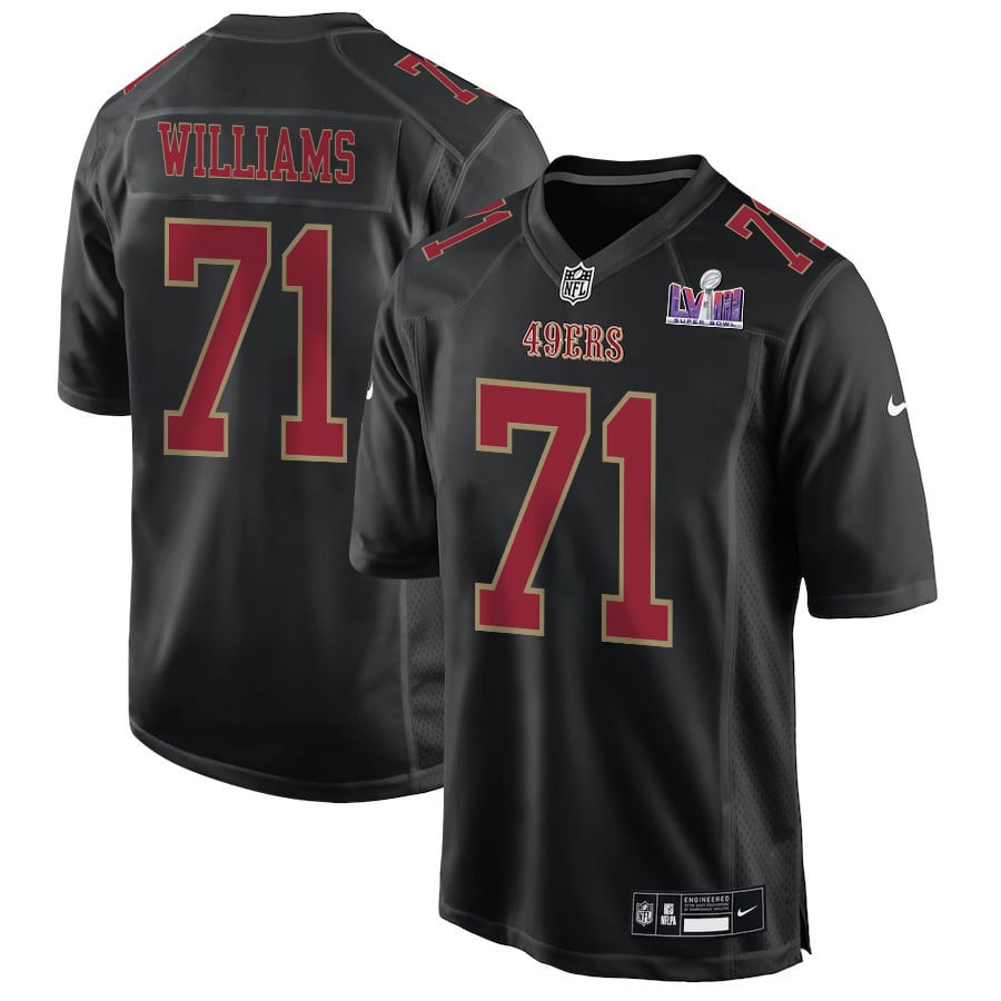 Trent Williams 71 San Francisco 49ers Super Bowl LVIII Patch Fashion Game Men Jersey - Carbon Black JS5974 Saliibo
