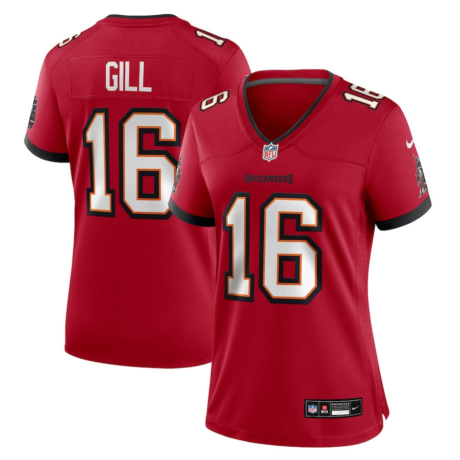 Trenton Gill 16 Tampa Bay Buccaneers Women's Team Game Jersey - Red JS5353 Saliibo