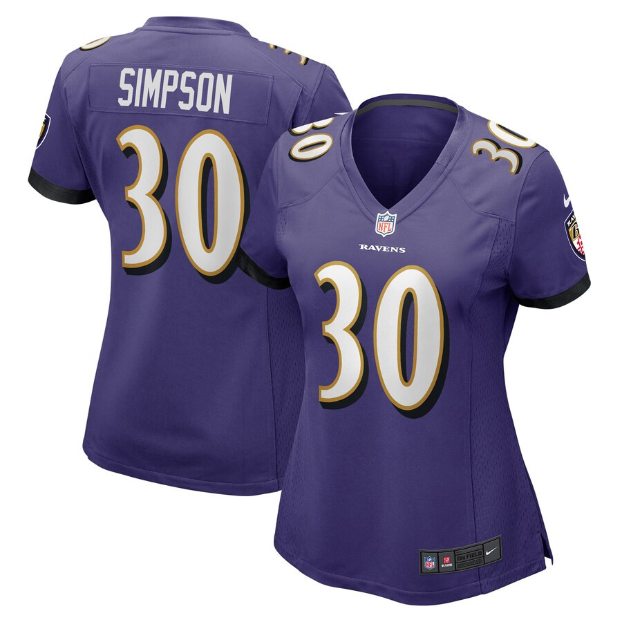 Trenton Simpson 30 Baltimore Ravens Women Game Jersey - Purple JS7581 Saliibo
