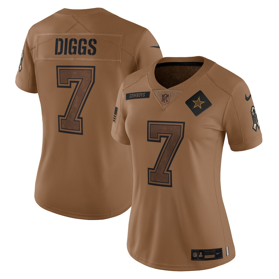 Trevon Diggs 7 Dallas Cowboys 2023 Salute To Service Limited Women Jersey - Brown JS2205 Saliibo