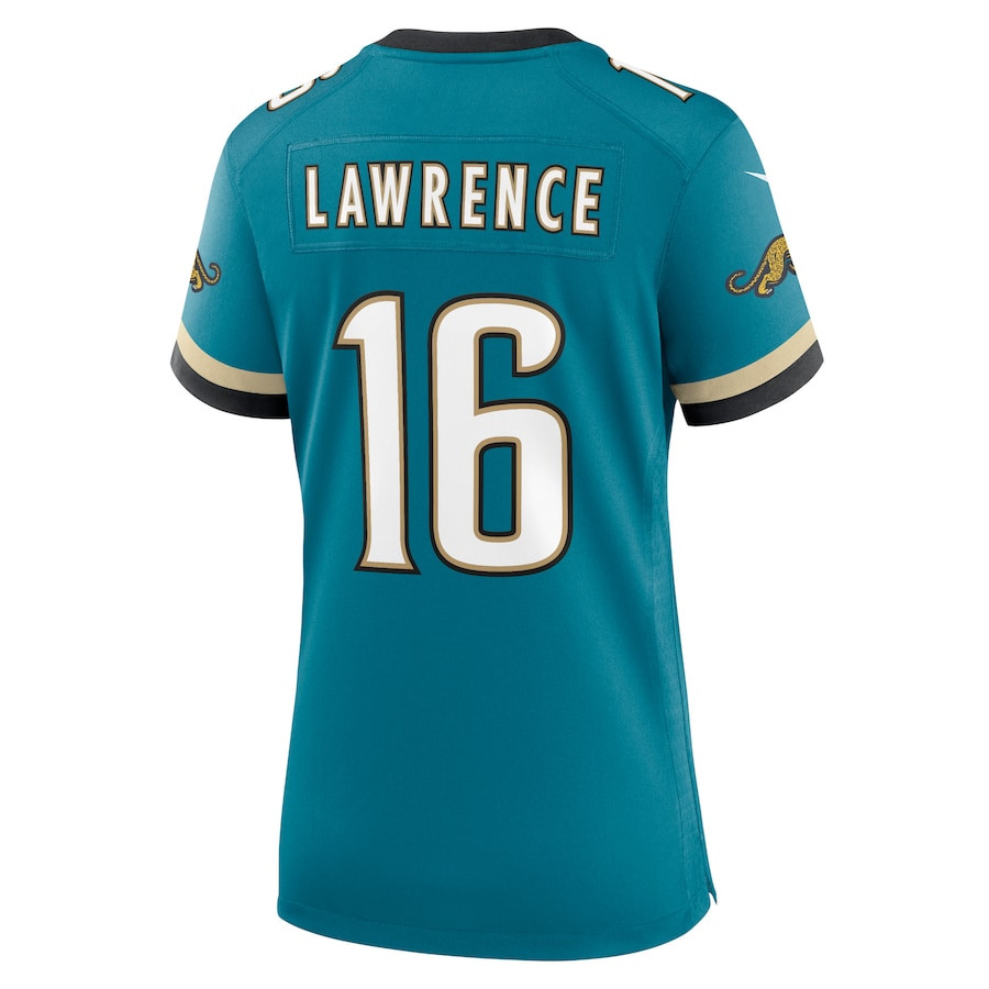 Trevor Lawrence 16 Jacksonville Jaguars Women's Prowler Throwback Game Jersey - Teal JS9588 Saliibo - Image 3