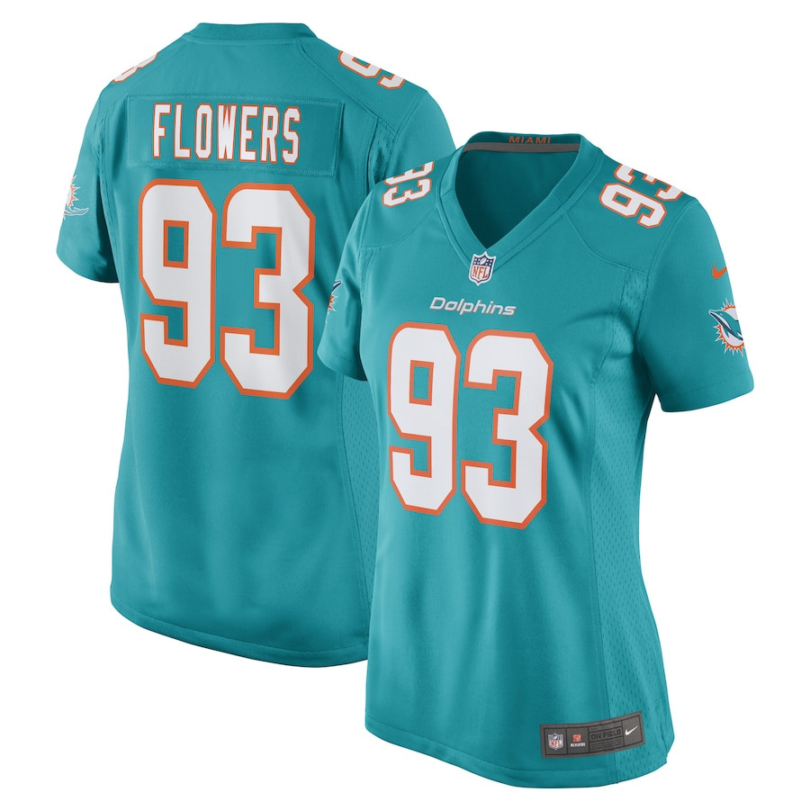 Trey Flowers 93 Miami Dolphins Women Game Jersey - Aqua JS9196 Saliibo