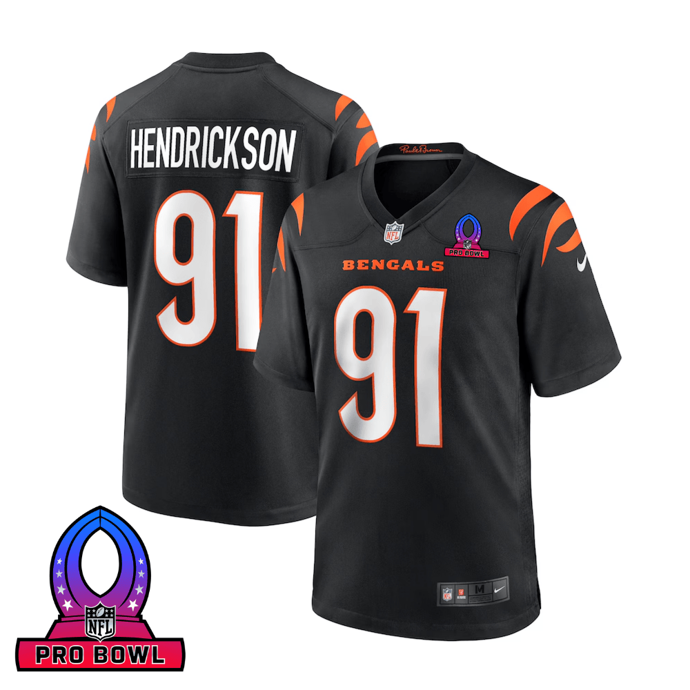 Trey Hendrickson 91 Cincinnati Bengals 2025 Pro Bowl Patch Game Men Jersey - Black JS3020 Saliibo
