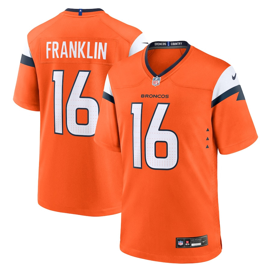 Troy Franklin 16 Denver Broncos Team Game Men Jersey - Orange JS3699 Saliibo