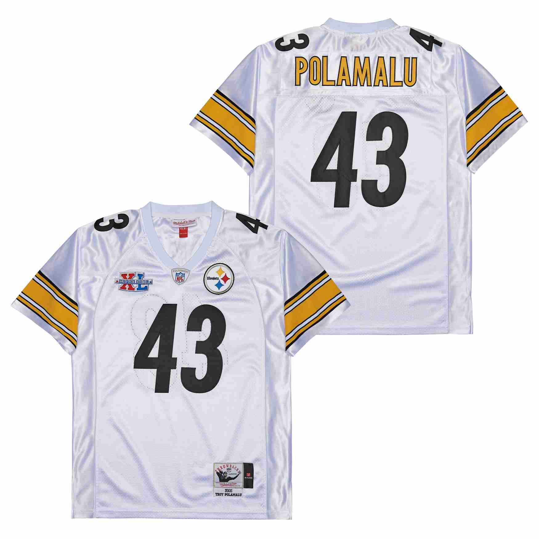Troy Polamalu 43 Pittsburgh Steelers Super Bowl XL Retro Throwback Men Jersey - White JS6971 Saliibo