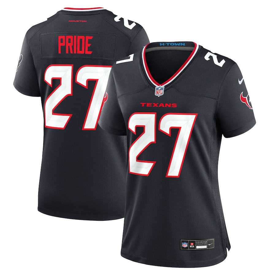 Troy Pride 27 Houston Texans Women Team Game Jersey - Navy JS5751 Saliibo
