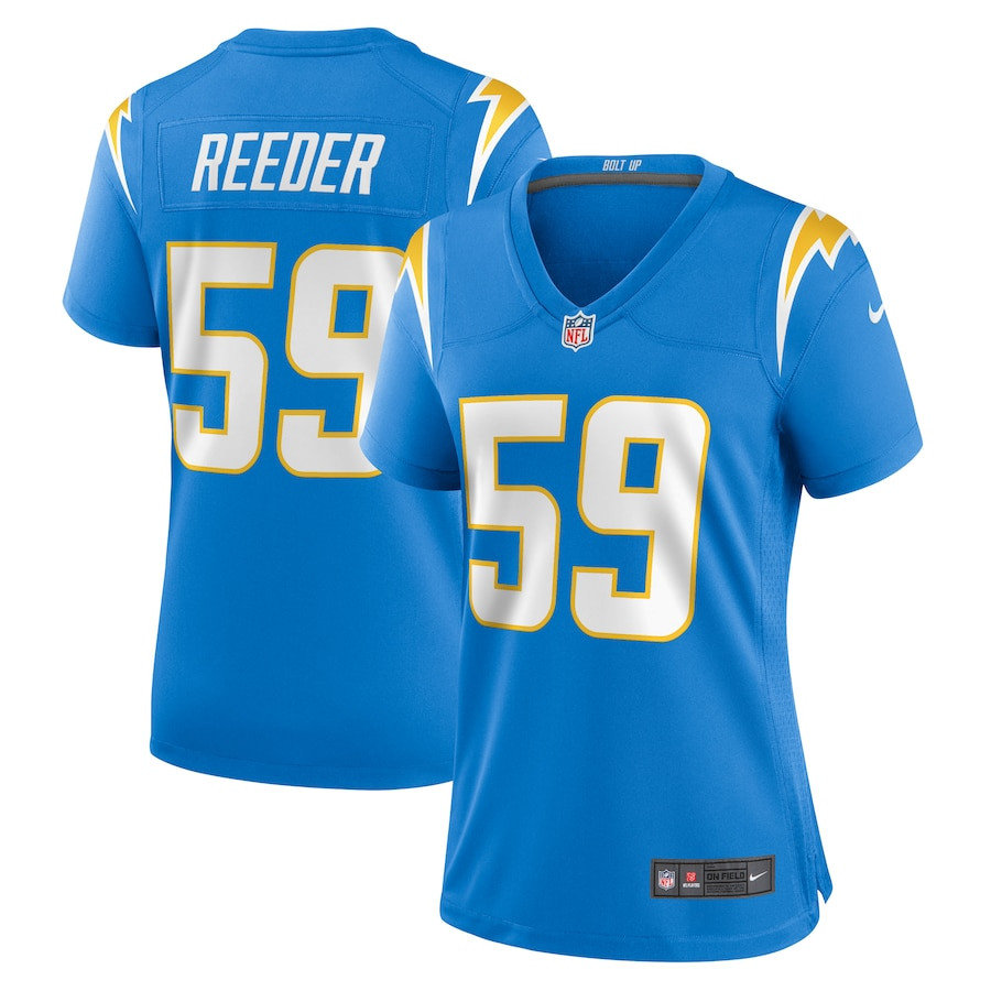Troy Reeder 59 Los Angeles Chargers Women's Game Jersey - Powder Blue JS3768 Saliibo