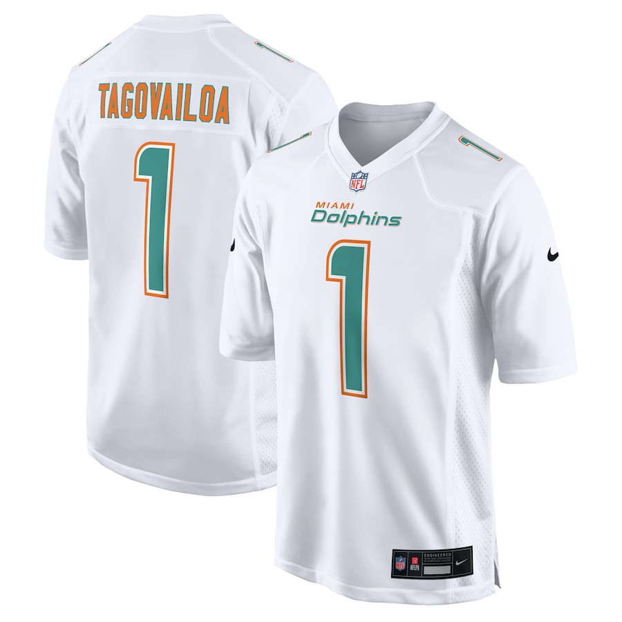 Tua Tagovailoa 1 Miami Dolphins Fashion Game Men Jersey - White JS8829 Saliibo