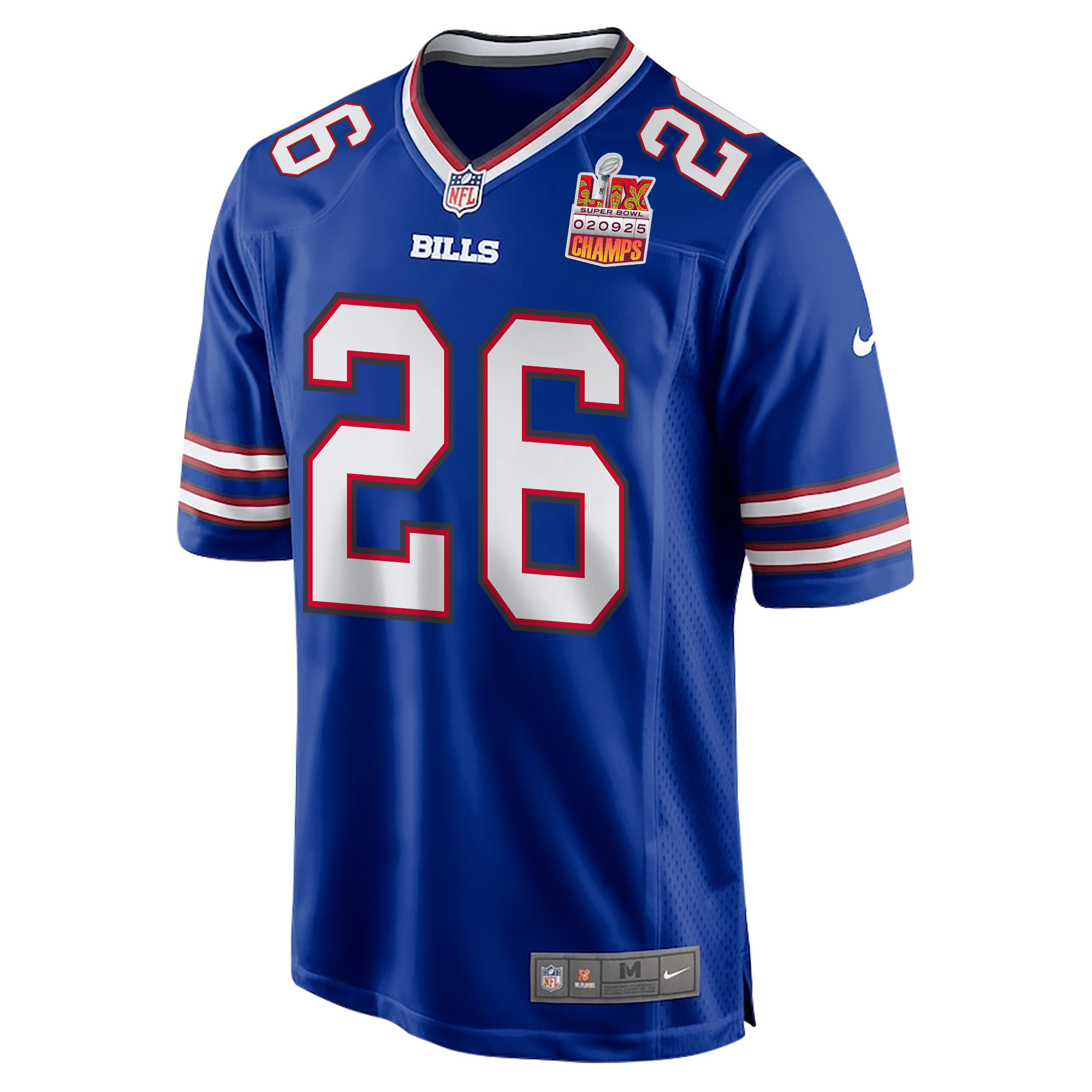 Ty Johnson 26 Buffalo Bills Super Bowl LIX Champions Patch Game Men Jersey - Royal JS4218 Saliibo - Image 3