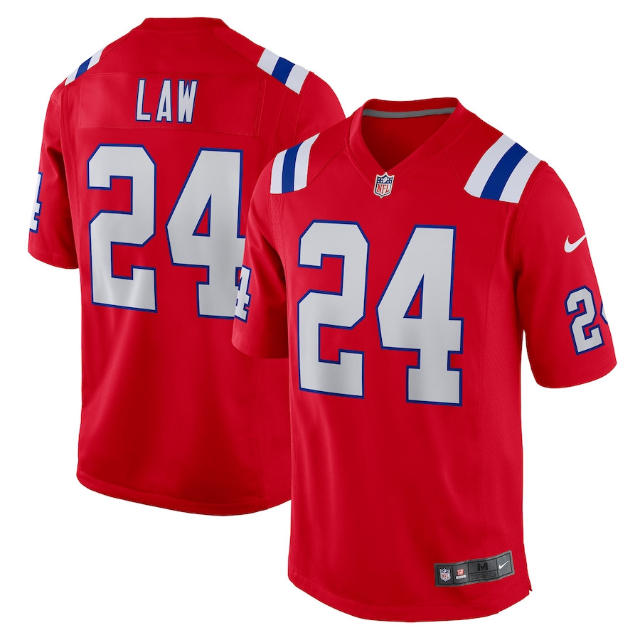 Ty Law 24 New England Patriots Men Retired Alternate Game Jersey - Red JS3150 Saliibo