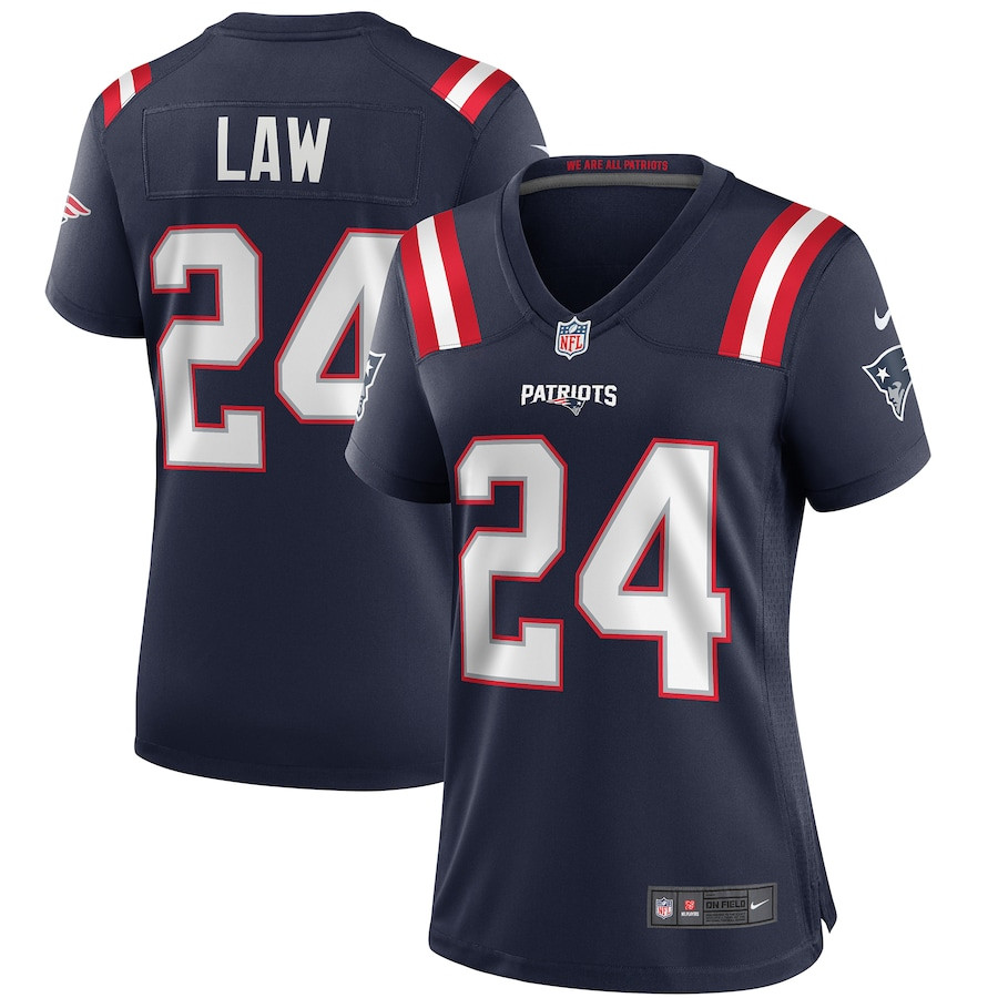 Ty Law 24 New England Patriots Women Game Retired Jersey - Navy JS5367 Saliibo