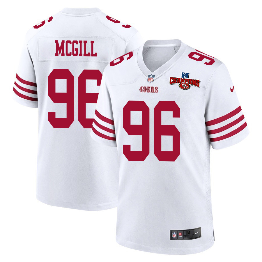 T.Y. McGill 96 San Francisco 49ers NFC Champions Patch Game Men Jersey - White JS3573 Saliibo