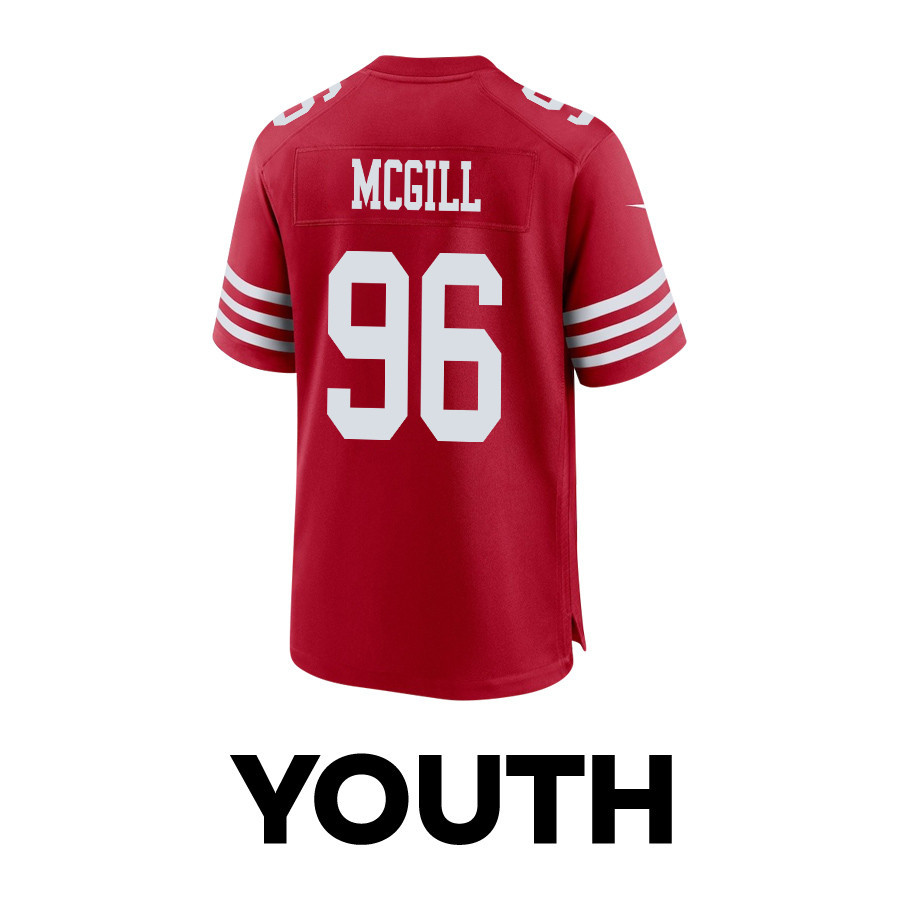 T.Y. McGill 96 San Francisco 49ers Super Bowl LVIII Patch Game YOUTH Jersey - Scarlet JS5520 Saliibo - Image 3