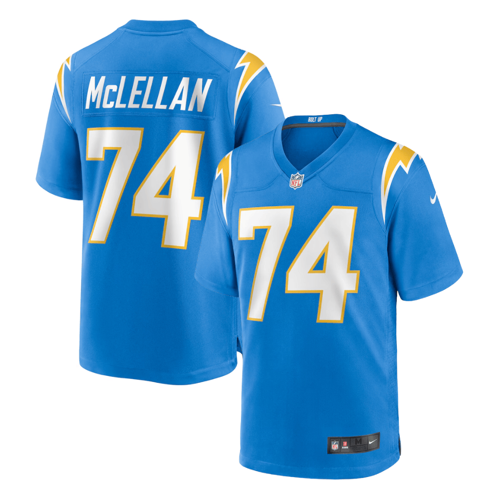Tyler McLellan 74 Los Angeles Chargers Team Game Men Jersey - Powder Blue JS9473 Saliibo