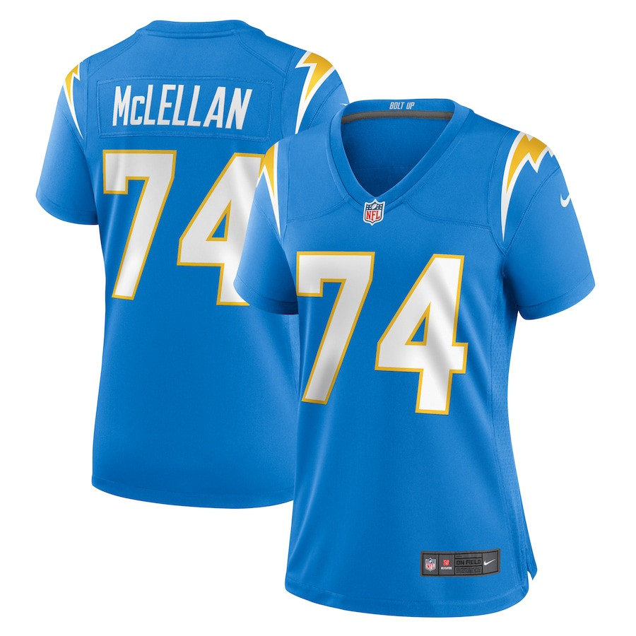 Tyler McLellan 74 Los Angeles Chargers Women's Game Jersey - Powder Blue JS7232 Saliibo