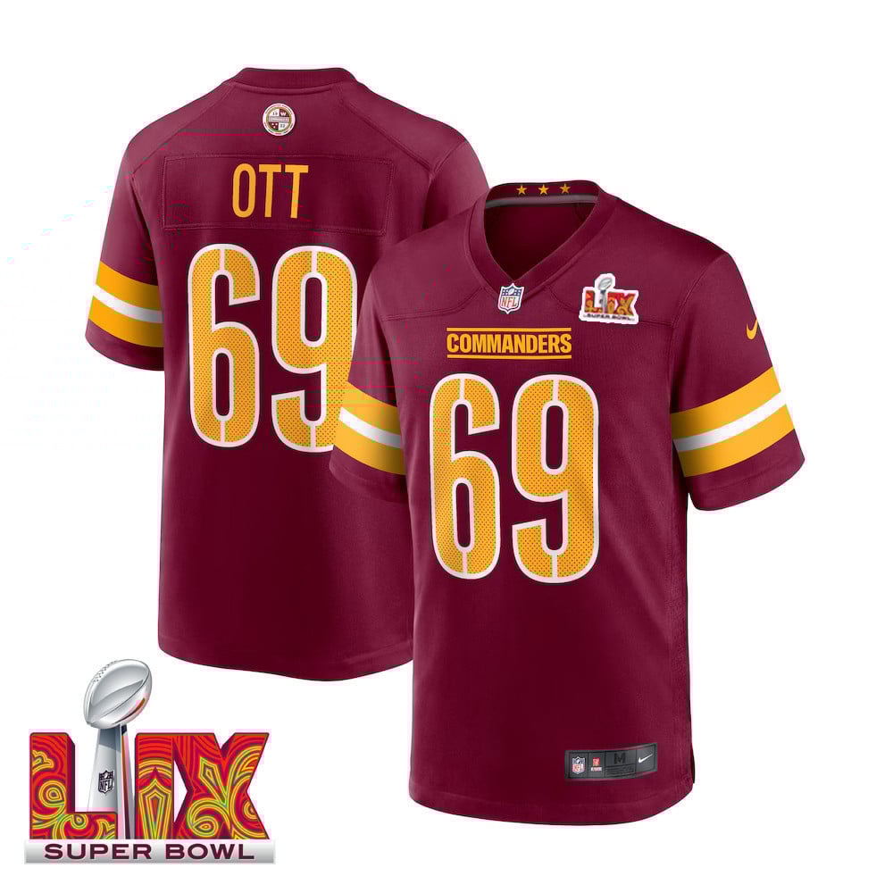 Tyler Ott #69 Washington Commanders Super Bowl LIX Jersey - Men's - Burgundy JS3334 Saliibo