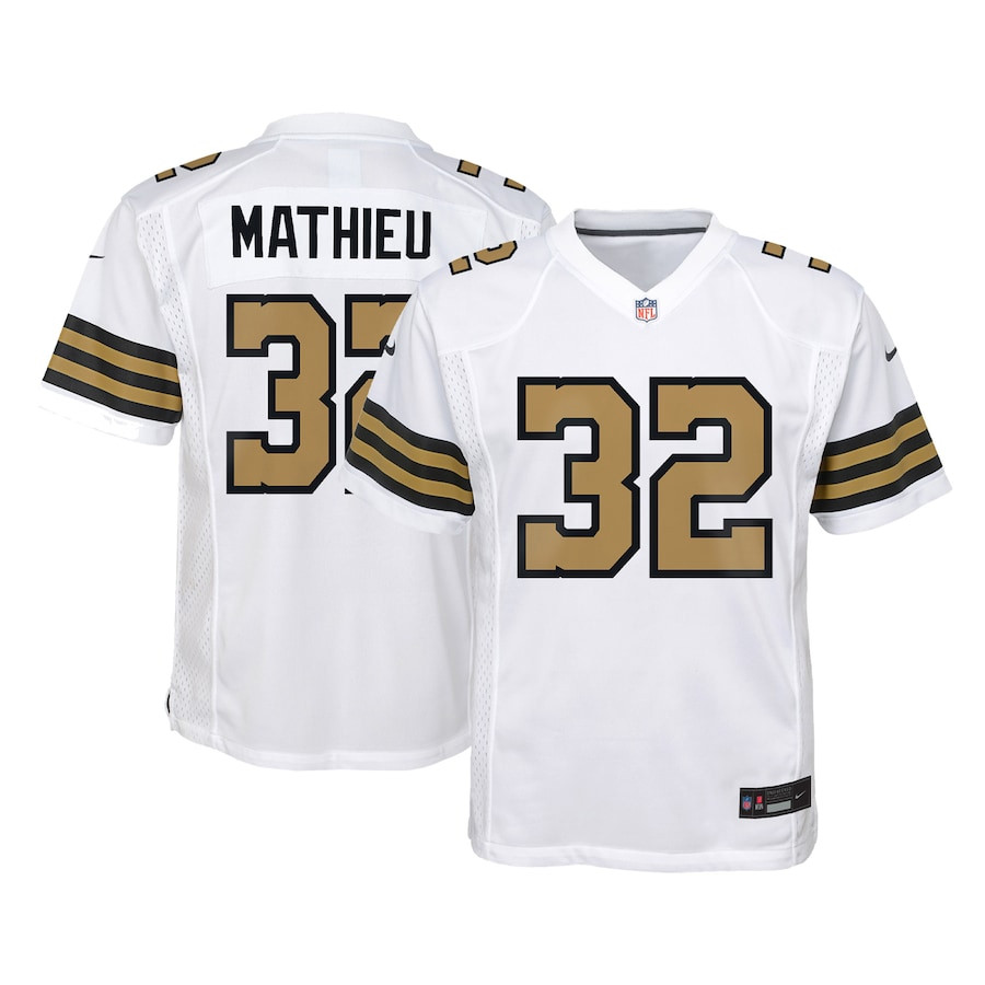 Tyrann Mathieu 32 New Orleans Saints YOUTH Game Jersey - White JS4108 Saliibo